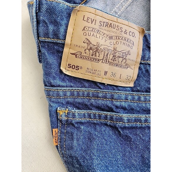 Vintage Levis 505 Jeans Mens 33x32 Straight High Rise Blue Cotton 90s - Picture 11 of 16